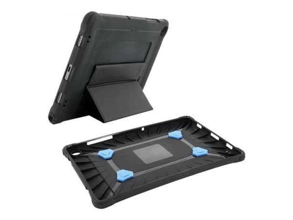 Mobilis PROTECH - Baksidedeksel for nettbrett - med stativ og håndstropp, forsterket - svart - for Samsung Galaxy Tab A9+