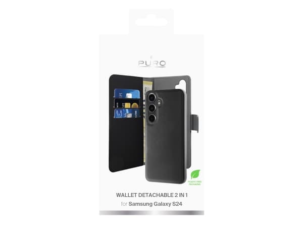 PURO PUSOGS24BOOKC3BLK, Lompakkokotelo, Samsung, Galaxy S24, 15,8 cm (6,2"), Musta, Harmaa