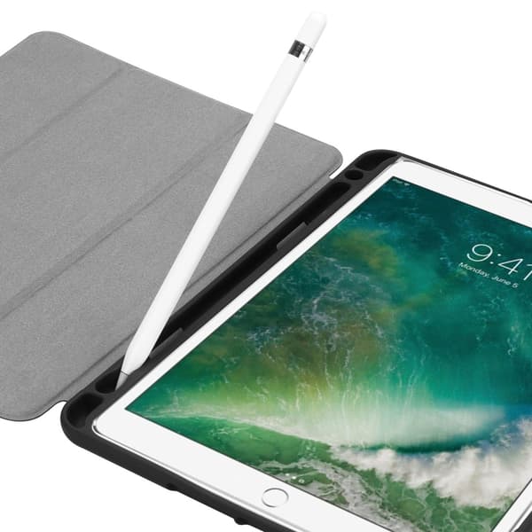 iPad 9.7 5th Gen (2017) Fodral Tri-Fold Med Pencil-hållare Svart