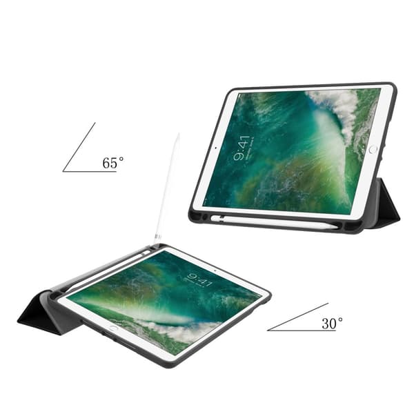 iPad 9.7 6th Gen (2018) Fodral Tri-Fold Med Pencil-hållare Svart