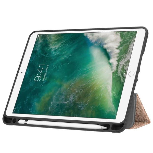 iPad 9.7 5th Gen (2017) Fodral Tri-Fold Med Pencil-hållare Rosa