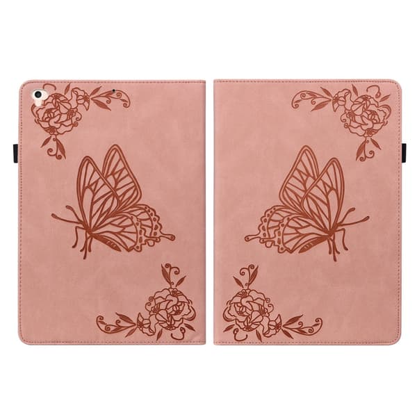 Läderfodral iPad 9.7 6th Gen (2018) Fjärilar Rosa
