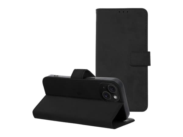 Flipcover med kortholder til iPhone 15 - Sort