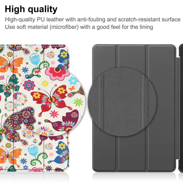 Til Lenovo Tab M9 Trifoldet Stativdæksel - Butterflies