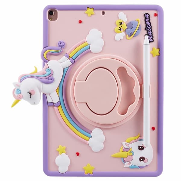 Skal iPad 10.2 7th Gen (2019) Enhörning Med Ställ Rosa