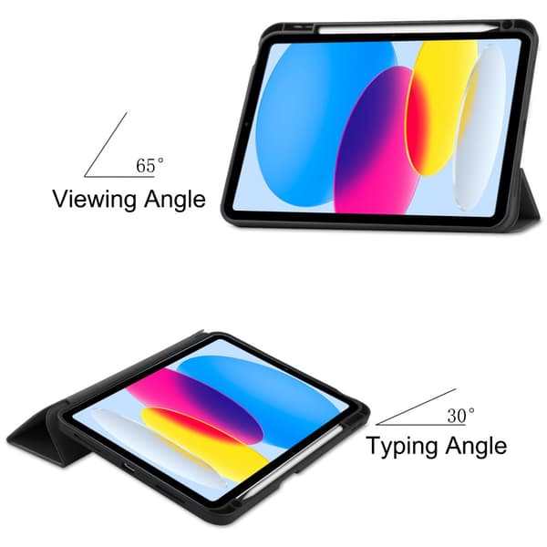 iPad 10.9 10th Gen (2022) Fodral Tri-Fold Med Pencil-hållare Svart