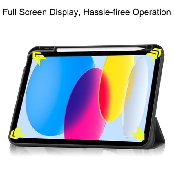 iPad 10.9 10th Gen (2022) Fodral Tri-Fold Med Pencil-hållare Svart