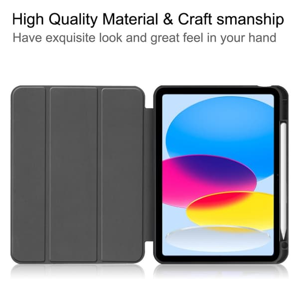 iPad 10.9 10th Gen (2022) Fodral Tri-Fold Med Pencil-hållare Svart