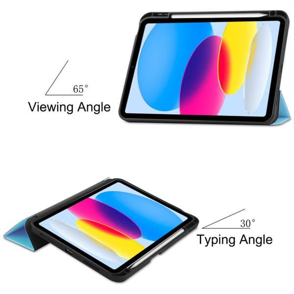 iPad 10.9 10th Gen (2022) Fodral Tri-Fold Med Pencil-hållare Blå