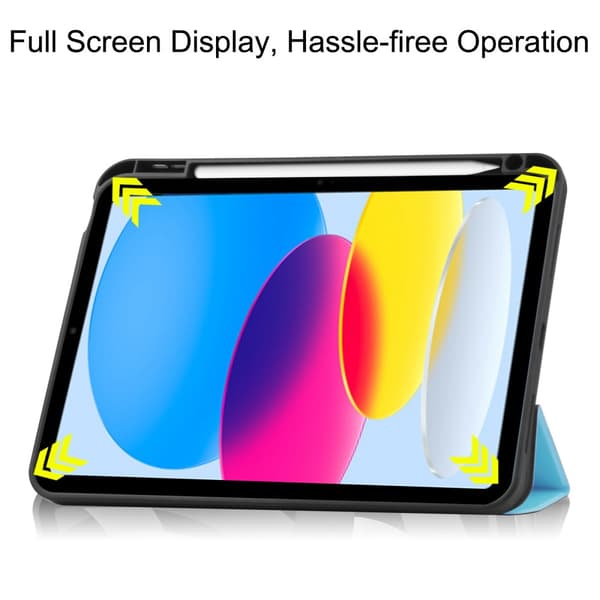 iPad 10.9 10th Gen (2022) Fodral Tri-Fold Med Pencil-hållare Blå