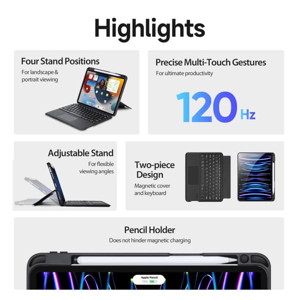 Dux Ducis Bluetooth-tangentbord Fodral iPad Pro 11 2nd Gen (2020) Svart
