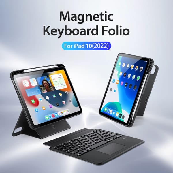 Dux Ducis Bluetooth-tangentbord Fodral iPad 10.9 10th Gen (2022) Svart