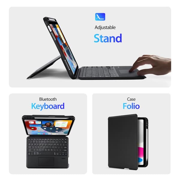 Dux Ducis Bluetooth-tangentbord Fodral iPad 10.9 10th Gen (2022) Svart