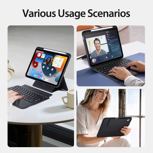 Dux Ducis Bluetooth-tangentbord Fodral iPad 10.9 10th Gen (2022) Svart