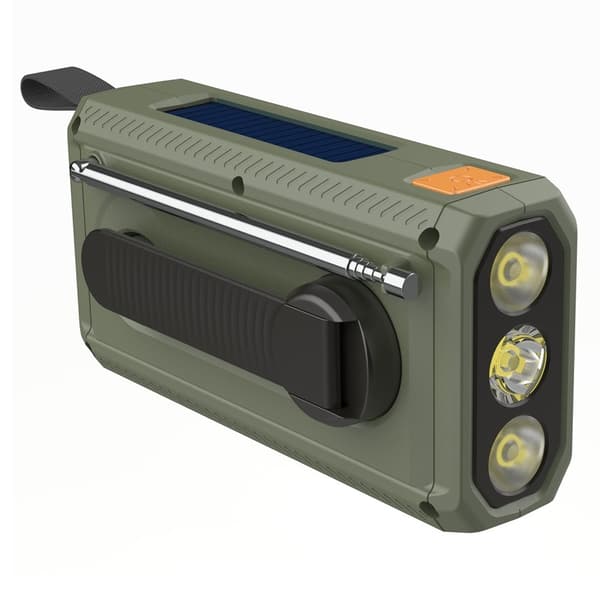 Solenergi håndsveiv DAB FM-radio lommelykt 4500mAh strømbank