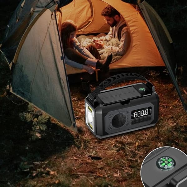håndsving Radio 12000mAh Power Bank Batteri lommelygte Solar opladning