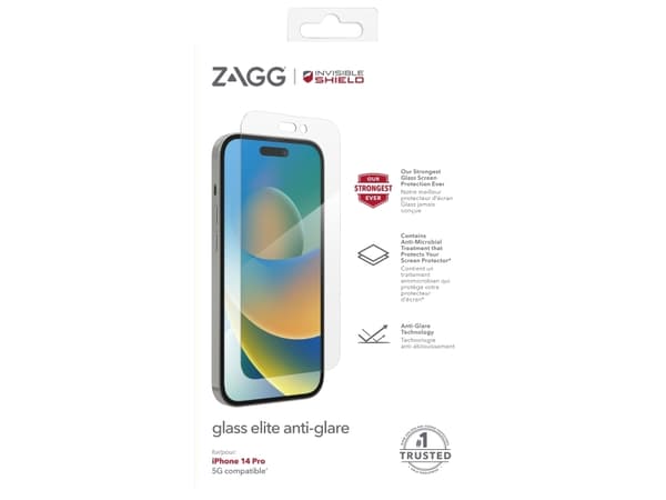 ZAGG InvisibleShield Glass Elite Anti-Glare - Skärmskydd för mobiltelefon - lämplig för fodral - glas - matt finish - för Apple iPhone 14 Pro