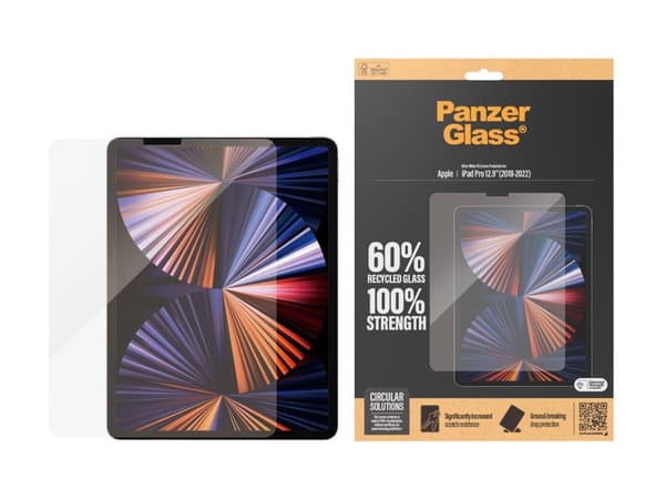 PanzerGlass - Skjermbeskyttelse for nettbrett - ultrabred passform - glass - for Apple 12.9-inch iPad Pro (3. generasjon, 4. generasjon, 5. generasjo