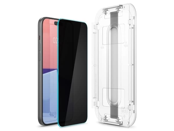 Spigen GLAS.tR EZ Fit - Skjermbeskyttelse for mobiltelefon - glass - mørk - for Apple iPhone 15