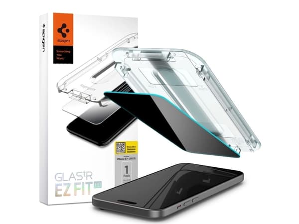 Spigen GLAS.tR EZ Fit - Skjermbeskyttelse for mobiltelefon - glass - mørk - for Apple iPhone 15