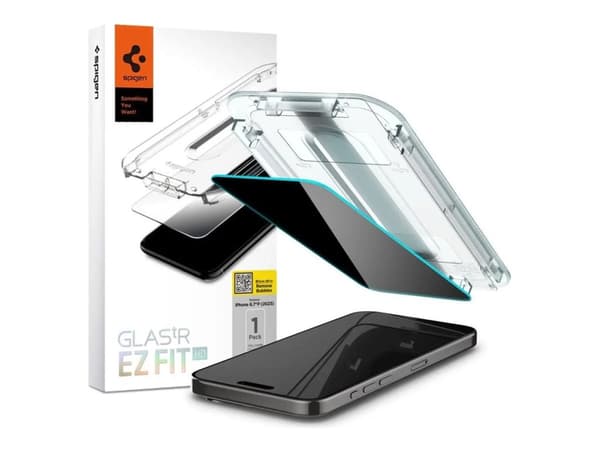 Spigen GLAS.tR EZ Fit - Skärmskydd för mobiltelefon - glas - integritet - för Apple iPhone 15 Pro Max