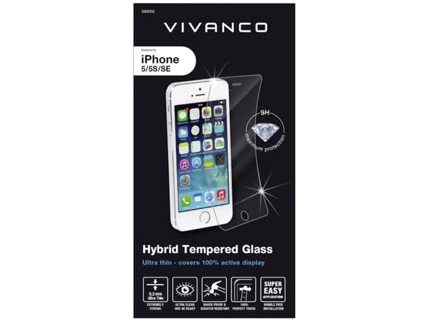 Vivanco Hybrid Protective Glass - Matkapuhelimen näytönsuoja - lasi