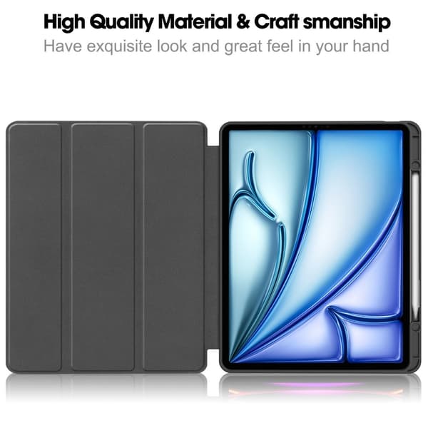 Til iPad Air 13 (2024) Etui Tre-fold Stativ Tablet Cover med Pen Holder - Tower
