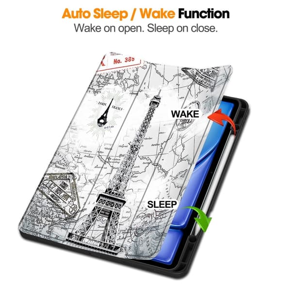 Til iPad Air 13 (2024) Etui Tre-fold Stativ Tablet Cover med Pen Holder - Tower