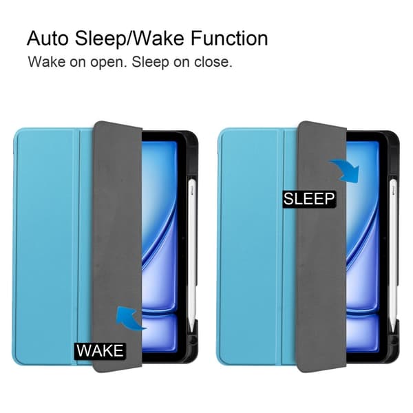 Til iPad Air 11 (2024) Etui Tre-fold Stativ Tablet Cover med Pen Holder