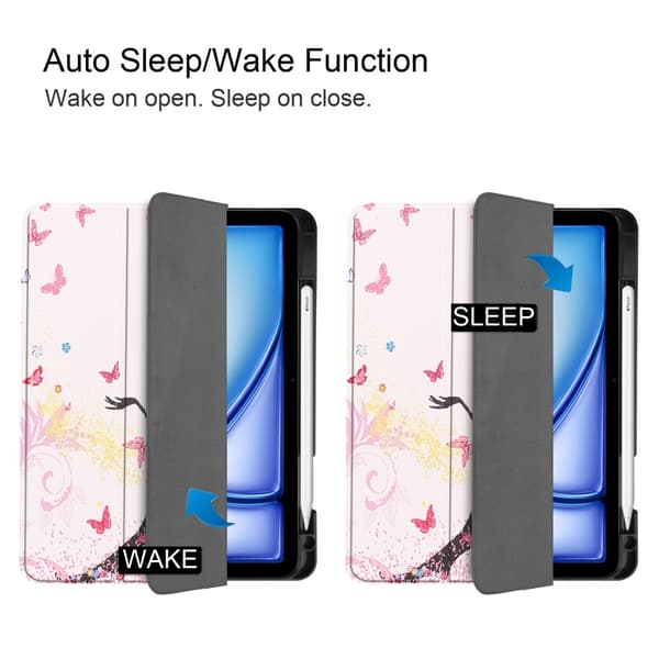 Til iPad Air 11 (2024) Etui Tre-fold Stativ Tablet Cover med Pen Holder - Girl