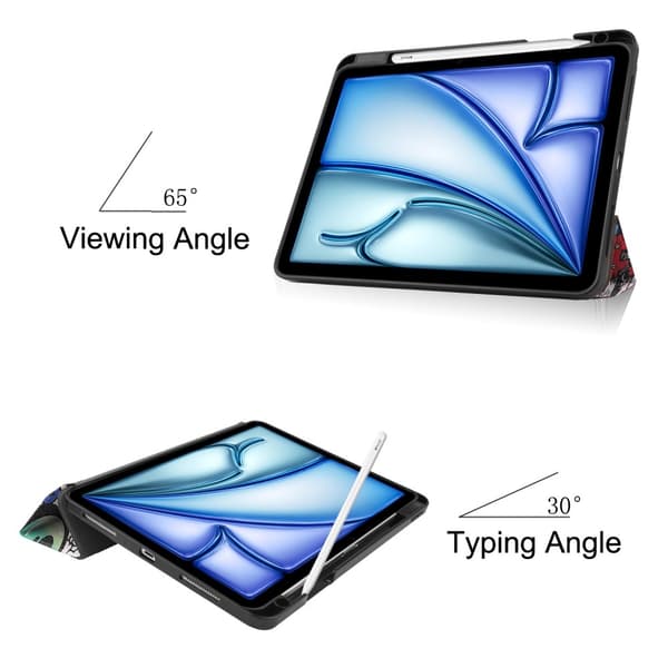 Til iPad Air 11 (2024) Etui Tre-fold Stativ Tablet Cover med Pen Holder - Graffiti