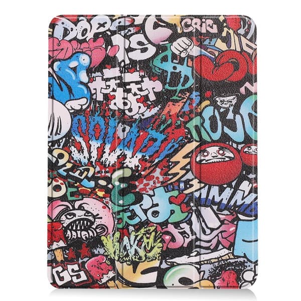 Til iPad Air 11 (2024) Etui Tre-fold Stativ Tablet Cover med Pen Holder - Graffiti