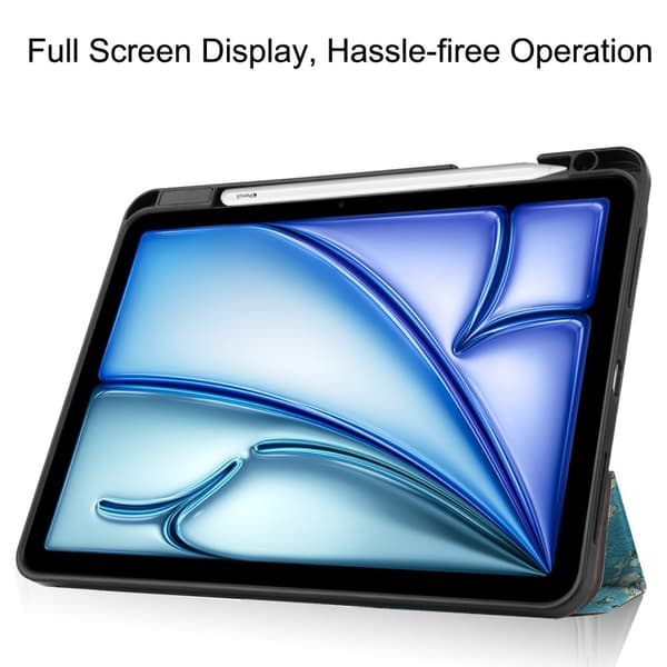 Til iPad Air 11 (2024) Etui Tre-fold Stativ Tablet Cover med Pen Holder - Blossom