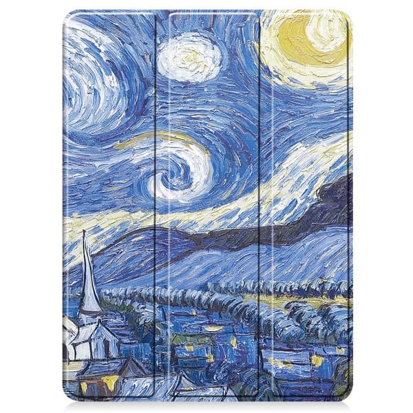 Til iPad Pro 11 (2024) Etui Tre-fold Stativ Tablet Cover med Pen Holder - Painting
