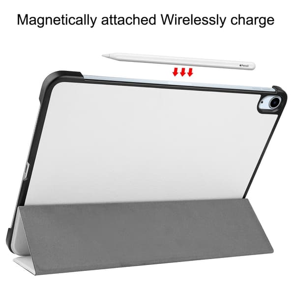 Til iPad Air 11 (2024) Etui Tre-fold Stativ Tablet Cover - Hvid
