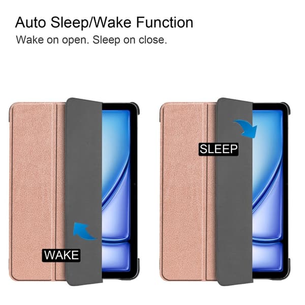 Til iPad Air 11 (2024) Etui Tre-fold Stativ Tablet Cover - RoseGold