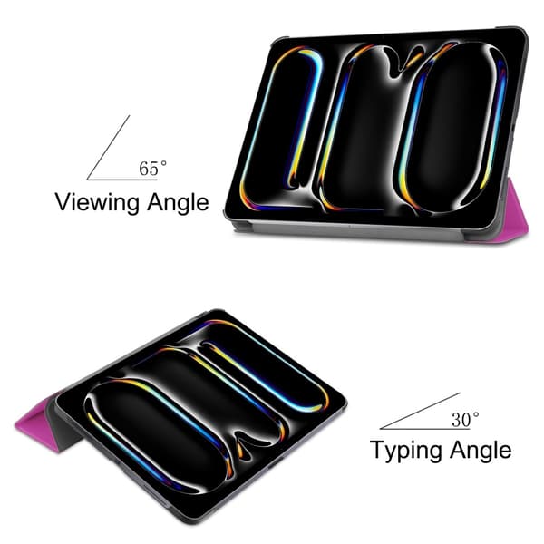 Til iPad Pro 11 (2024) Etui Tre-fold Stativ Tablet Cover - Lilla