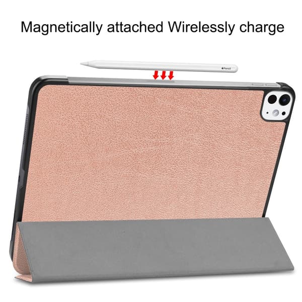 Till iPad Pro 11 (2024) Slim fit tri-fold fodral - RoseGold