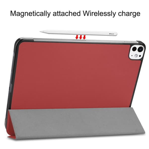 Til iPad Pro 11 (2024) Etui Tre-fold Stativ Tablet Cover - Vinrød