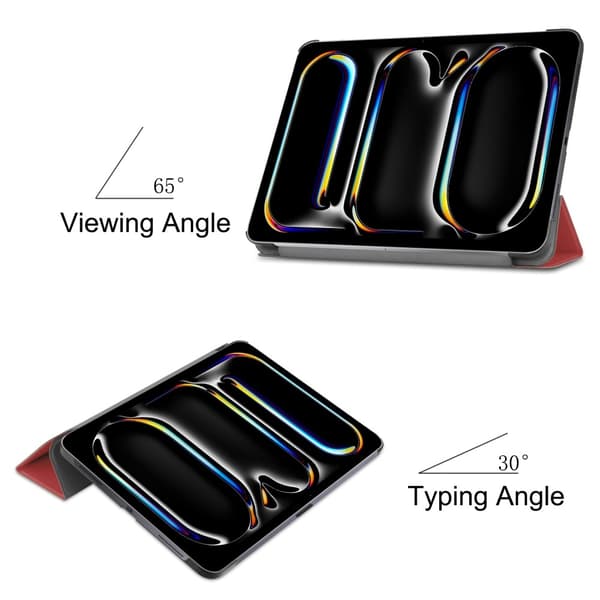 Til iPad Pro 11 (2024) Etui Tre-fold Stativ Tablet Cover - Vinrød