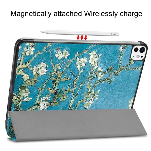 Til iPad Pro 11 (2024) Etui Tre-fold Stativ Tablet Cover - Blossom