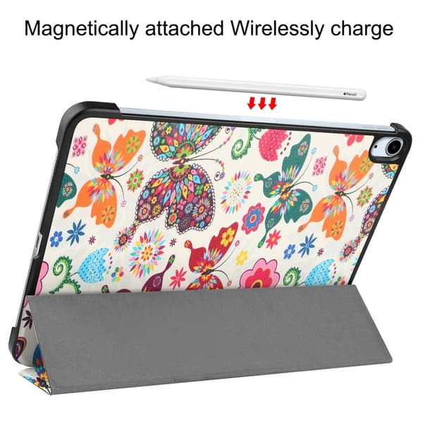 iPad Air 11 (2024) Kotelo Auto Herää / Nuku Kolminkertainen Taittojalusta Tabletin Suoja - Butterflies