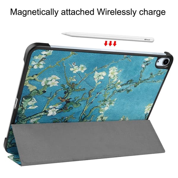 iPad Air 11 (2024) Kotelo Auto Herää / Nuku Kolminkertainen Taittojalusta Tabletin Suoja - Blossom