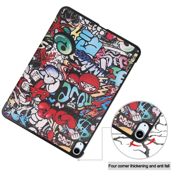 Til iPad Air 11 (2024) Etui Tre-fold Stativ Tablet Cover - Graffiti