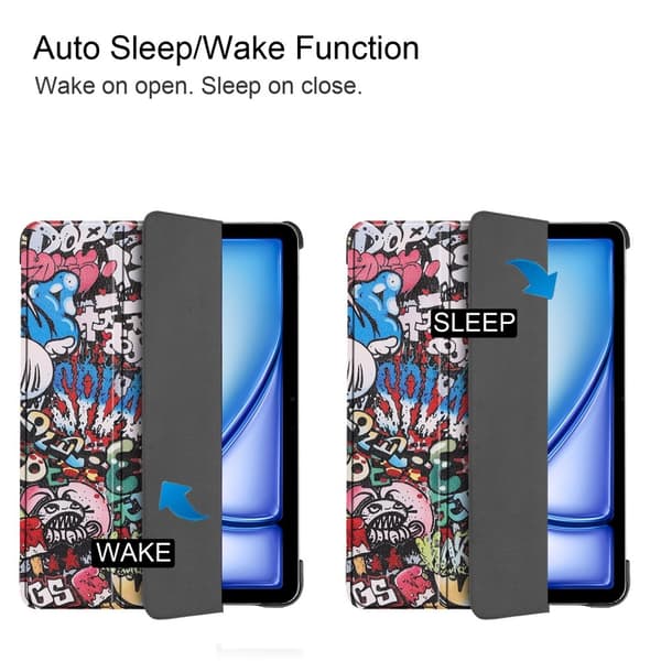 Til iPad Air 11 (2024) Etui Tre-fold Stativ Tablet Cover - Graffiti