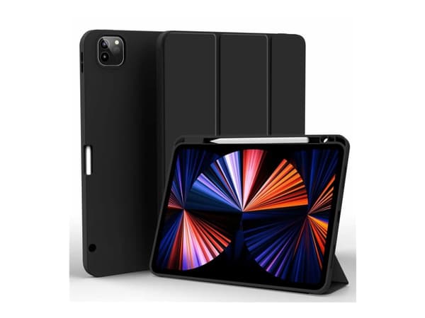 eSTUFF Miami - Vikbart fodral för surfplatta - termoplastisk polyuretan (TPU), polyuretanläder, polykarbonat - svart, klar - för Apple 13-inch iPad P