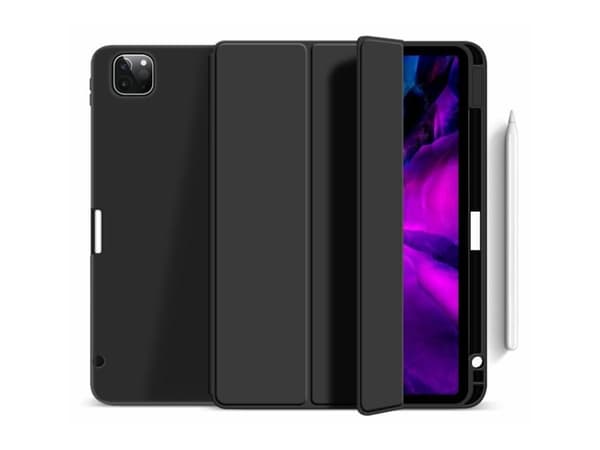 eSTUFF Miami - Vikbart fodral för surfplatta - termoplastisk polyuretan (TPU), polyuretanläder, polykarbonat - svart, klar - för Apple 13-inch iPad P