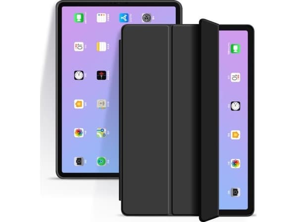 eSTUFF Denver - Vikbart fodral för surfplatta - termoplastisk polyuretan (TPU), polyuretanläder - svart - för Apple 13-inch iPad Air (M2)