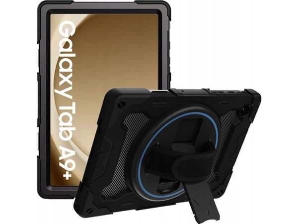 Mobeen GP-FPX216AECBW - Baksidesskydd för surfplatta - robust - 360° - svart - för Galaxy Tab A9+