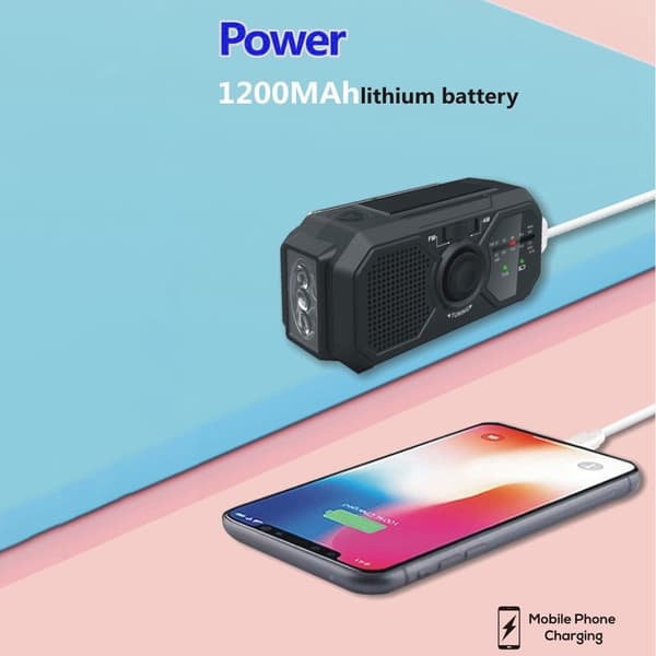 Vær AM/FM-radio Solhåndholdt 1200mAh PowerBank lommelykt